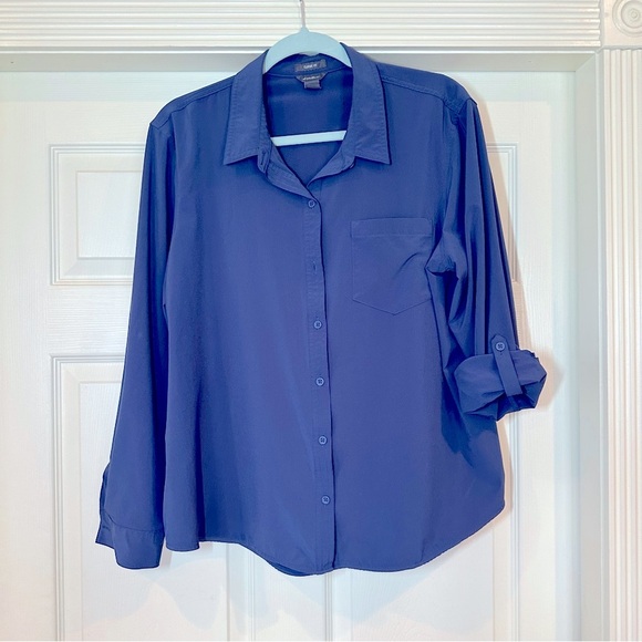 Eddie Bauer Tops - Eddie Bauer Classic Button Down Shirt Blue Stretch XL